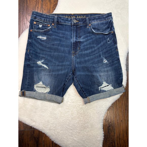 American Eagle Outfitters Other - American Eagle Men's Jean Shorts 36 Medium Wash Denim Ripped Cuffed Stretch